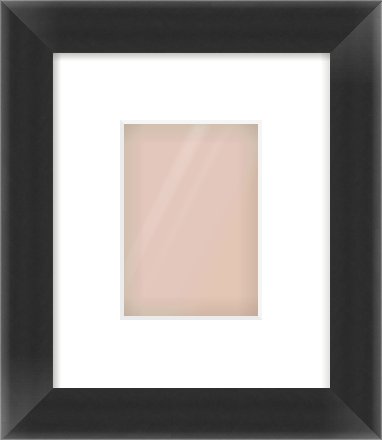 Black Cushioned Bevel Frame for 105 × 148mm artwork, with Smooth White Single Mount