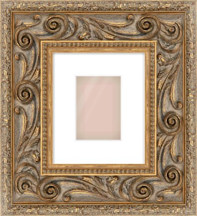 Gold Spoon Frame for 105 × 148mm artwork, with Smooth White Single Mount