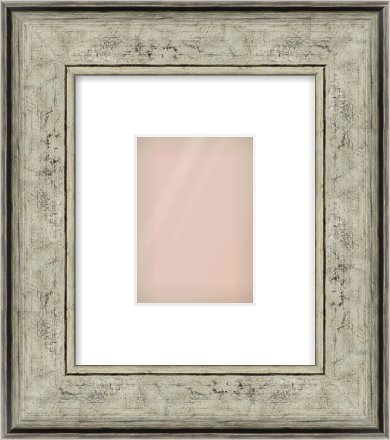 Silver Flat Frame for 105 × 148mm artwork, with Smooth White Single Mount