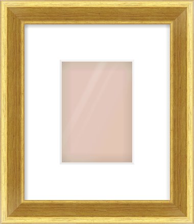 Gold Cushion Frame for 105 × 148mm artwork, with Smooth White Single Mount