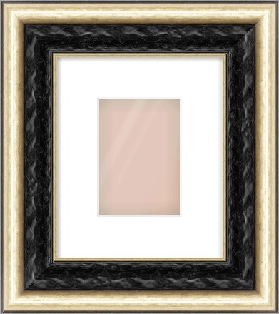 Black & Champagne Silver Spoon Frame for 105 × 148mm artwork, with Smooth White Single Mount