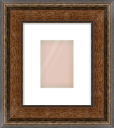 Walnut / Pewter Spoon Frame for 105 × 148mm artwork, with Smooth White Single Mount
