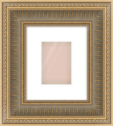 Gold Spoon Frame for 105 × 148mm artwork, with Smooth White Single Mount