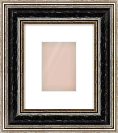 Black & Champagne Silver Spoon Frame for 105 × 148mm artwork, with Smooth White Single Mount