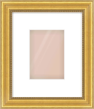 Gold Spoon Frame for 105 × 148mm artwork, with Smooth White Single Mount