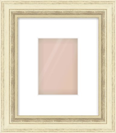 Ivory Distressed Frame for 105 × 148mm artwork, with Smooth White Single Mount