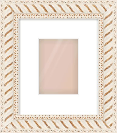 Off White & Gold Dome Frame for 105 × 148mm artwork, with Smooth White Single Mount