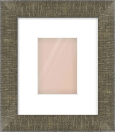 Brushed Pewter Flat Frame for 105 × 148mm artwork, with Smooth White Single Mount