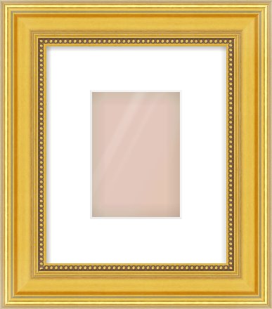 Gold Spoon Frame for 105 × 148mm artwork, with Smooth White Single Mount