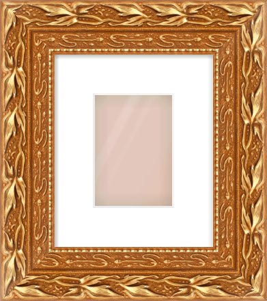 Gold Spoon Frame for 105 × 148mm artwork, with Smooth White Single Mount
