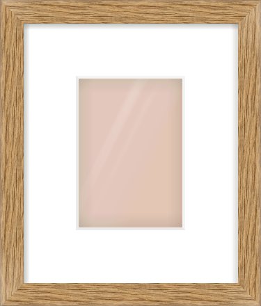 Oak Effect Flat Frame for 105 × 148mm artwork, with Smooth White Single Mount