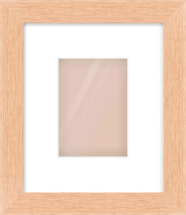 Oak Effect Flat Frame for 105 × 148mm artwork, with Smooth White Single Mount