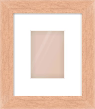 Oak Effect Flat Frame for 105 × 148mm artwork, with Smooth White Single Mount