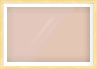 Natural Wood Stepped Flat Frame for 45 × 30in artwork, with Smooth White Single Mount