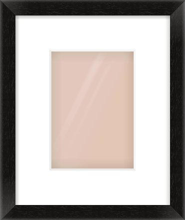 Black Wood Grain Flat Frame for 5 × 7in artwork, with Smooth White Single Mount