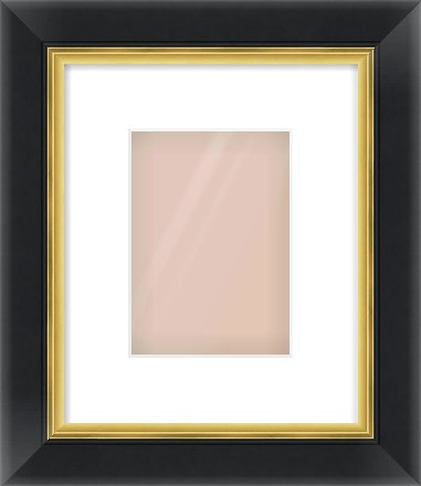 Black/Gold Reverse Frame for 5 × 7in artwork, with Smooth White Single Mount