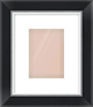Black/Silver Reverse Frame for 5 × 7in artwork, with Smooth White Single Mount