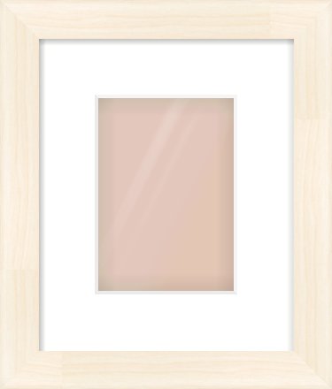 Natural Wood Flat Frame for 5 × 7in artwork, with Smooth White Single Mount