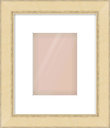 Gold Flat Frame for 5 × 7in artwork, with Smooth White Single Mount