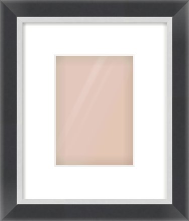 Black/Silver Flat Frame for 5 × 7in artwork, with Smooth White Single Mount