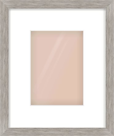 Grey Wood Grain Flat Frame for 5 × 7in artwork, with Smooth White Single Mount