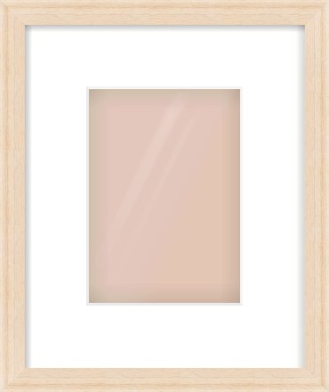 Natural Wood Flat Frame for 5 × 7in artwork, with Smooth White Single Mount