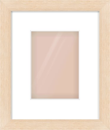 Natural Wood Flat Frame for 5 × 7in artwork, with Smooth White Single Mount
