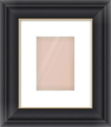 Black/Gold Scoop Frame for 5 × 7in artwork, with Smooth White Single Mount