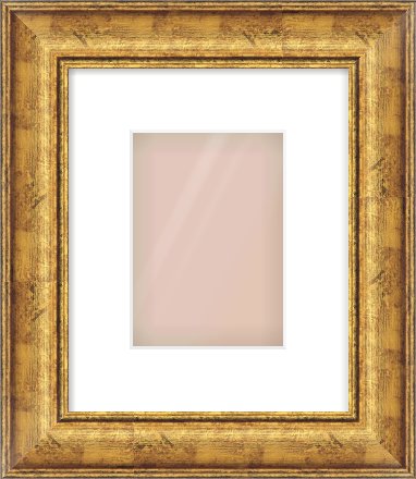 Gold Dome Frame for 5 × 7in artwork, with Smooth White Single Mount
