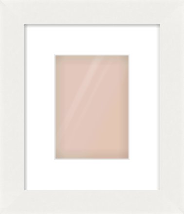 White Flat Frame for 5 × 7in artwork, with Smooth White Single Mount