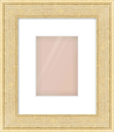 Gold Flat Frame for 5 × 7in artwork, with Smooth White Single Mount