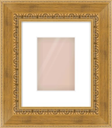 Gold Reverse Frame for 5 × 7in artwork, with Smooth White Single Mount