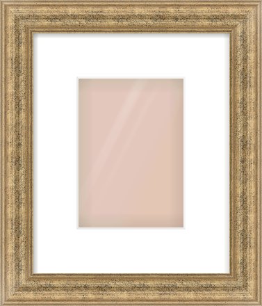 Distressed Gold Dome Frame for 5 × 7in artwork, with Smooth White Single Mount