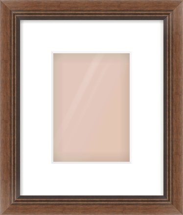 Brown Flat Frame for 5 × 7in artwork, with Smooth White Single Mount