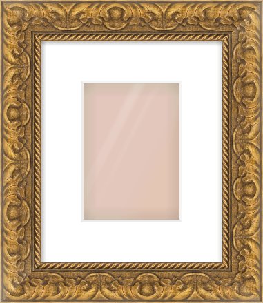 Gold Scoop Frame for 5 × 7in artwork, with Smooth White Single Mount