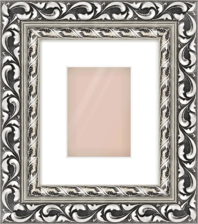 Silver Reverse Frame for 5 × 7in artwork, with Smooth White Single Mount