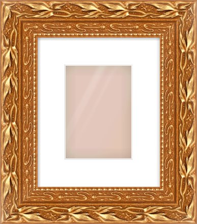 Gold Spoon Frame for 5 × 7in artwork, with Smooth White Single Mount