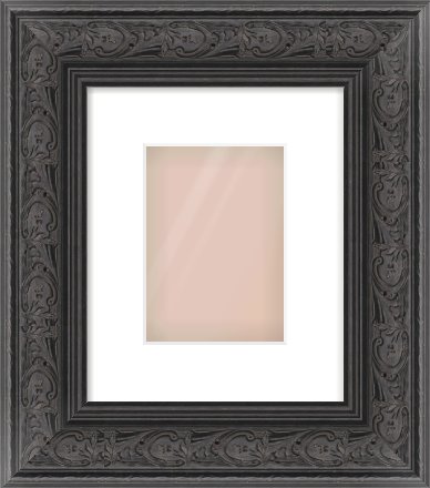 Black Spoon Frame for 5 × 7in artwork, with Smooth White Single Mount