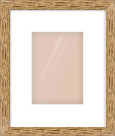 Oak Effect Flat Frame for 5 × 7in artwork, with Smooth White Single Mount
