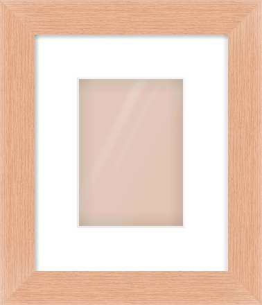 Oak Effect Flat Frame for 5 × 7in artwork, with Smooth White Single Mount
