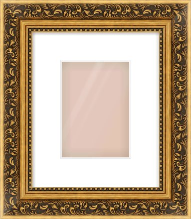 Gold Spoon Frame for 5 × 7in artwork, with Smooth White Single Mount