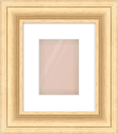 Natural Wood Scoop Frame for 13 × 18cm artwork, with Smooth White Single Mount