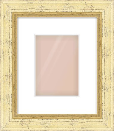 Gold Reverse Frame for 13 × 18cm artwork, with Smooth White Single Mount