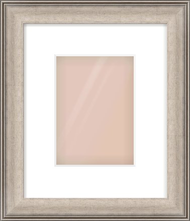 Champagne Silver Scoop Frame for 13 × 18cm artwork, with Smooth White Single Mount