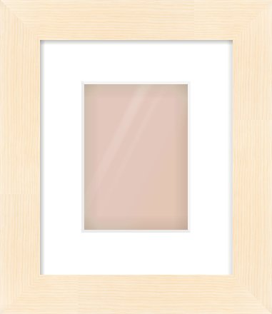 Natural Wood Flat Frame for 13 × 18cm artwork, with Smooth White Single Mount