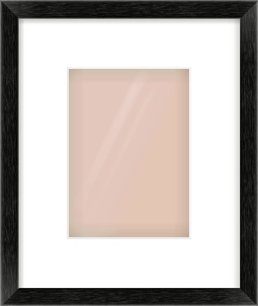 Black Wood Grain Flat Frame for 13 × 18cm artwork, with Smooth White Single Mount