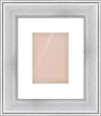 Brushed Silver Cushion Frame for 13 × 18cm artwork, with Smooth White Single Mount