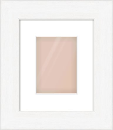 Natural Grain / White Stain Stepped Frame for 13 × 18cm artwork, with Smooth White Single Mount