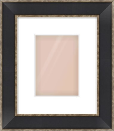 Black & Champagne Silver Bevel Frame for 13 × 18cm artwork, with Smooth White Single Mount