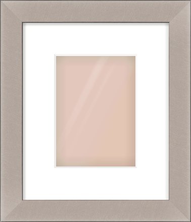 Brushed Silver & Black Sided Flat Frame for 13 × 18cm artwork, with Smooth White Single Mount
